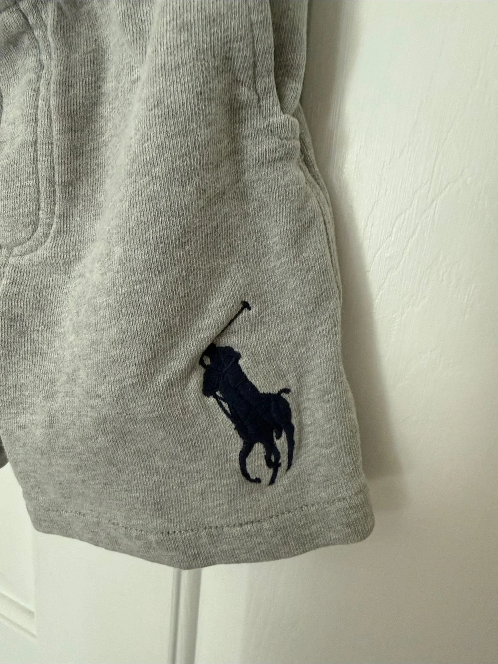 Ralph Lauren Gray Knit Shorts with Navy Polo Logo
